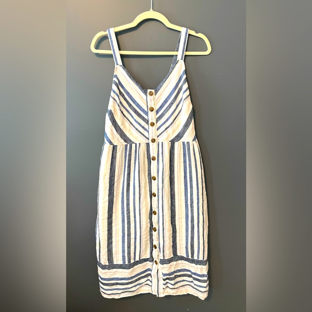 Universal Thread Midi Striped Dress. Nap dress. Large. Cozy soft linen. - Picture 1 of 3